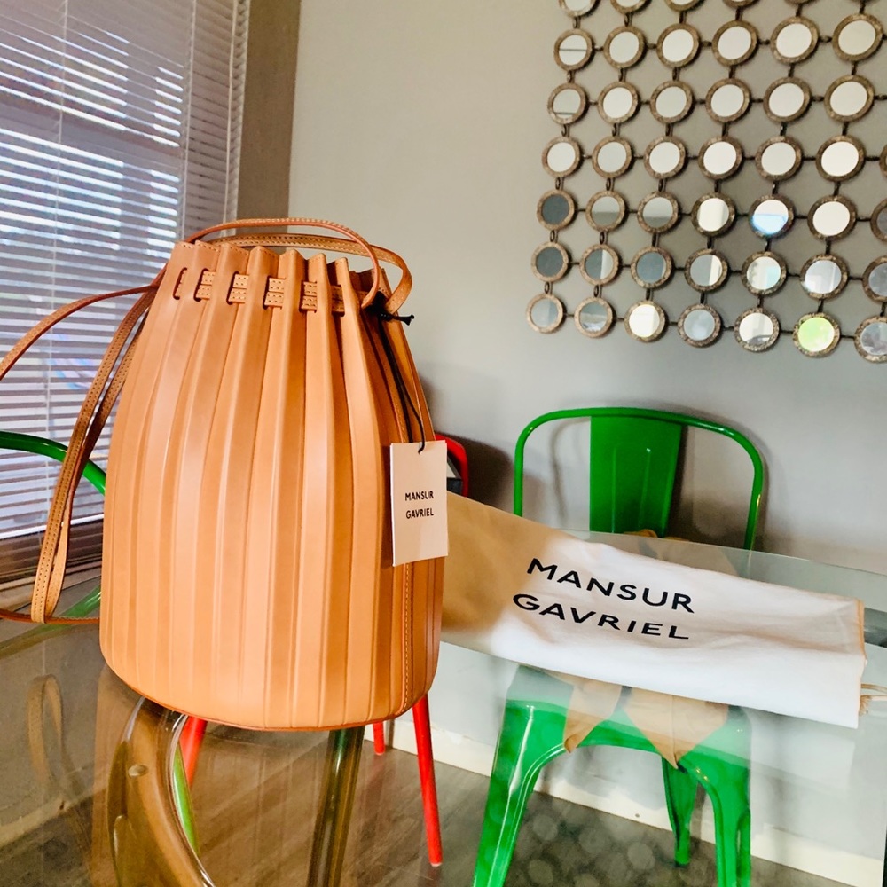 Mansur Gavriel Vegetable Tanned Pleated Bucket